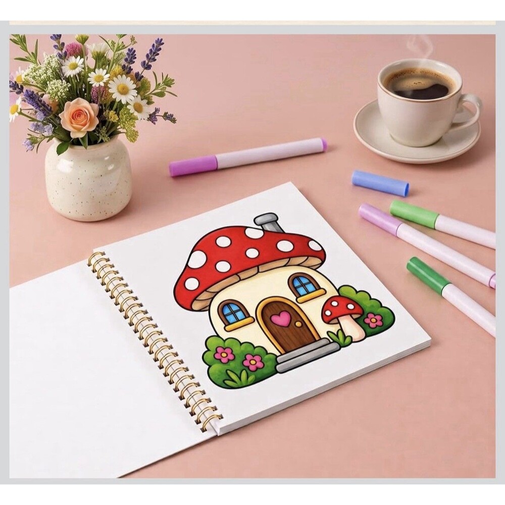 Set of 2 Bold & Easy Adult Coloring Books Entitled: Cozy Vibes & Stress Relief - Picture 5 of 5
